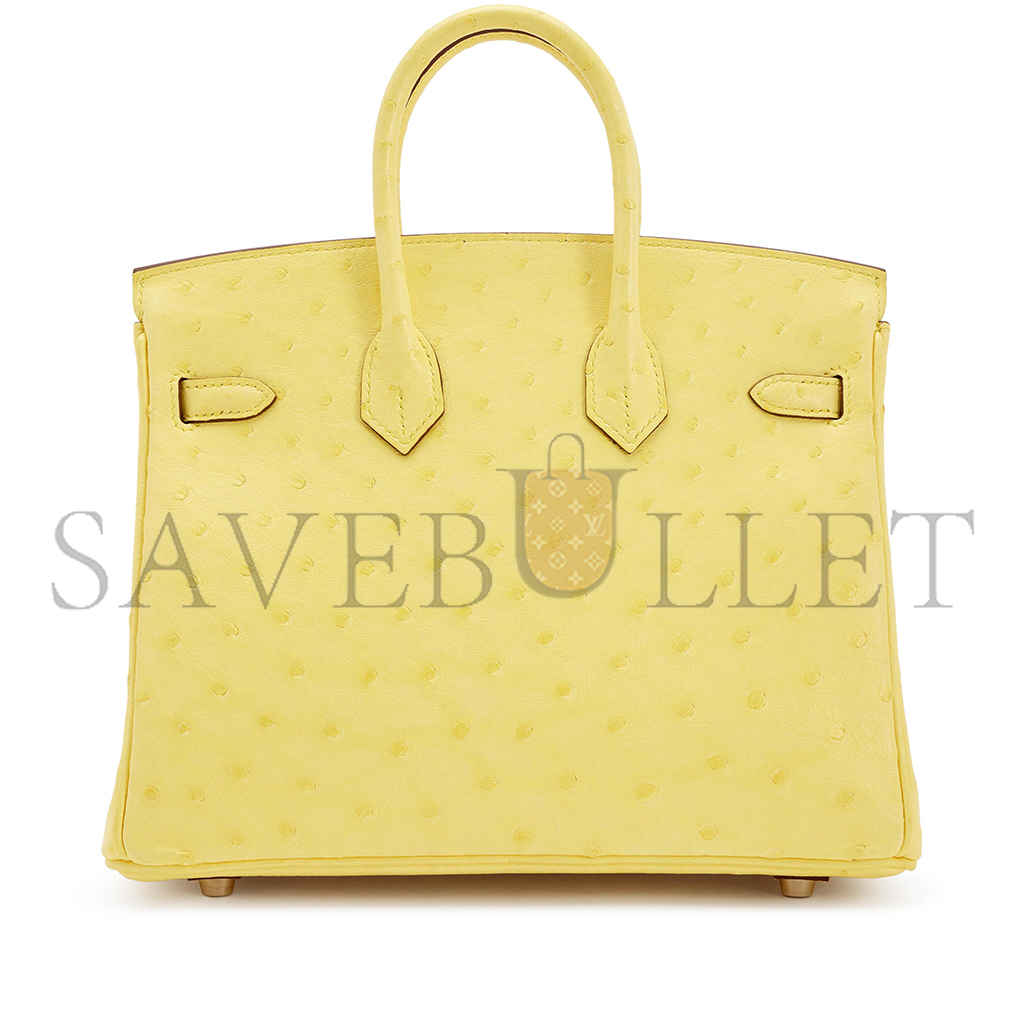 HERMÈS MASTER BIRKIN 25 OSTRICH GOOSE EGG YOLK GOLD BUCKLE H041944CK80 (25*20*13cm)